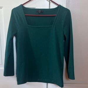 J Crew square neck green Long Sleeve Tee